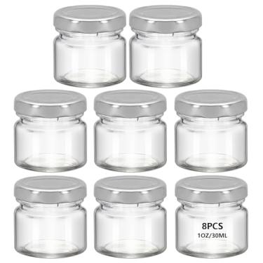 Imagem de REUJIHXY 6 frascos de vidro pequenos de 28 g com tampas, mini potes de mel, pote de vela para fazer velas para presentes, artesanato, especiarias, casamento, lembrancinhas de festa 30 ml (6, tampa