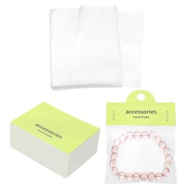 Imagem de PATIKIL 100 peças de suprimentos de embalagem de joias com bolsa transparente, embalagem de joias para pulseiras de pequenas empresas, sacos de exibição para colar, chaveiros, brincos, verde claro