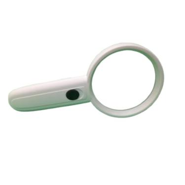 Imagem de Lupa de Mão com Luz 75mm com LED Portátil Branca Lente de Vidro Aumento Botão Preto