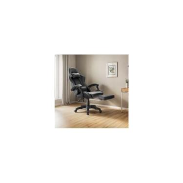 Imagem de Cadeira Gamer Ergonômica, Preta com Detalhes Vermelhos, Tecido e Espuma, Reclinável, Rodas PU, 120x80x50 cm, para Escritório