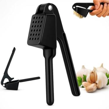 Imagem de Espremedor De Alho Yab Preto Gourmet Premium Triturador Amassador Manual Alta Durabilidade Alumínio Resistente Ideal Para Cozinha Doméstica e Profissional