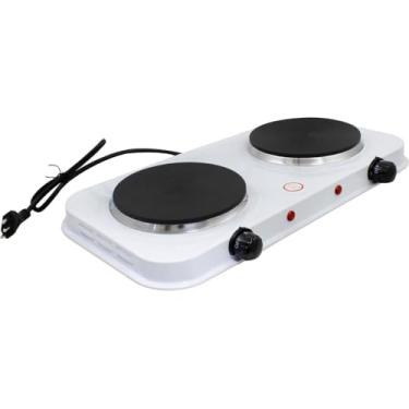 Imagem de Fogão Elétrico Portátil 2 Bocas, 2000 Watts, 110v, Revestimento Antiaderente, 5 Níveis de Temperatura, 43x21x4cm