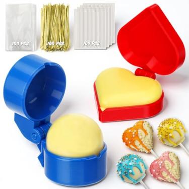 Imagem de Yiyiring 2 peças de molde de bolo redondo, cortador e empurrador de bolo com palitos de pirulito, bolsas, kit de gravatas, acessórios de ferramentas de panificação para assar em casa, aniversários