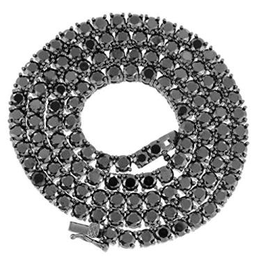 Imagem de Bling Bling NY Colar unissex de 1 fileira de tênis, acabamento preto, diamantes criados em laboratório, 3 mm, 4 mm, 5 mm, 6 mm, corrente de tênis, 40 a 76 cm, pulseira de 16,5 a 23 cm, Chain 30'',