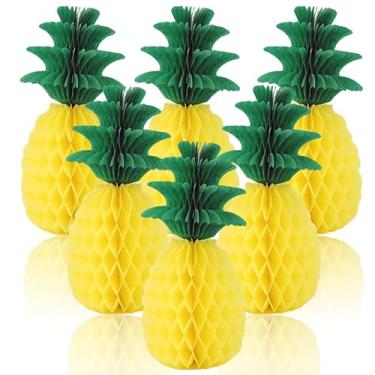 Imagem de BEISHIDA Bolas de papel de abacaxi de 35,5 cm, decorações de abacaxi, centros de mesa para mesas, frutas tropicais 3D, decorações suspensas de verão, praia tropical, aniversário, chá de bebê