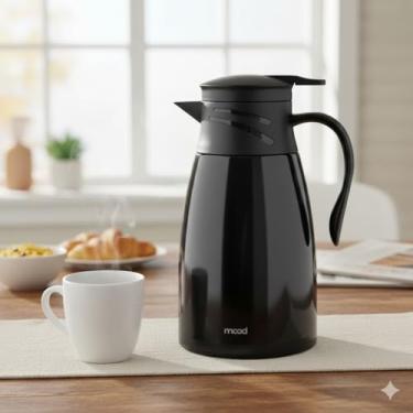 Imagem de Garrafa Térmica Plástica Estilo Bule 1L Cafés Chás Preto Mood