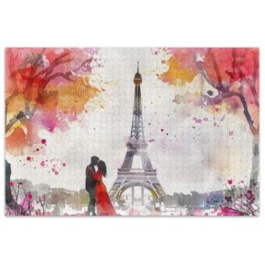 Imagem de Quebra-cabeça aquarela Eiffel Paris Valentine 500 peças adultos desenho animado animal cena outono elefantes brancos presentes