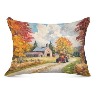 Imagem de Capa de almofada vintage de outono tamanho king size 50 x 76 cm macia com zíper, capa de travesseiro corporal para outono e inverno