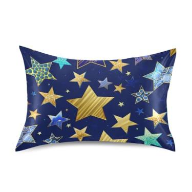 Imagem de Fronhas refrescantes divertidas variadas formas de estrela ouro cetim bonito arte padrão king queen capas de almofadas para cama de casa sofá king size 101,6 cm x 50,8 cm