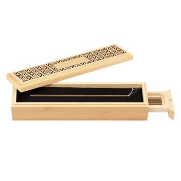 Imagem de Caixa de incenso, suporte de incenso com armazenamento, suporte de incenso de caixão para bastões, suporte de bastão de incenso de madeira para meditação, sala de ioga, quarto, sala de estudo