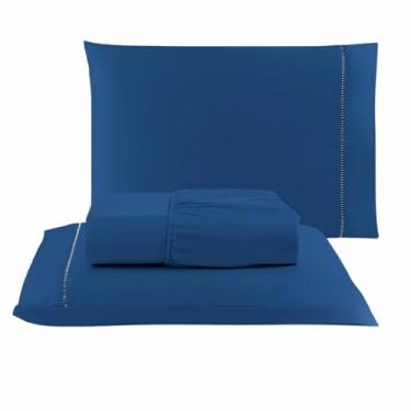 Imagem de Kit Lençol Cama Casal Queen King Solteiro 03 Peças (3, AZUL, CASAL)