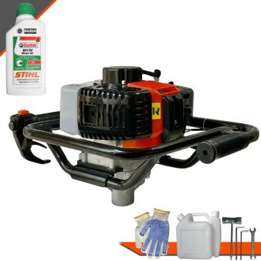 Imagem de Perfurador de Solo Máquina Fura Terra Trado Motorizado Sem Broca Vant VPS52 À Gasolina 2 Tempos 52cc 2HP 6.500rpm Profissional + ÓLEO STIHL 2T