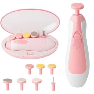 Imagem de Cortador e Lixa de Unha Elétrico para Bebês e Adultos, 6 em 1, com Luz LED e Motor Silencioso, Rosa