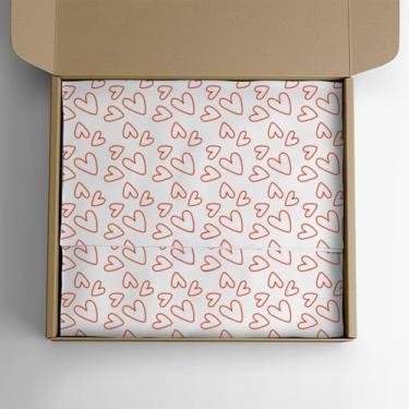 Imagem de Papel de Presente，Papel Seda，50 Folhas，Feito de Material Fibroso，Motivo do CoraçãO，Adequado para Presentes Festivos, LembrançAs e Embalagens de Roupas(Vermelho,30x70cm)