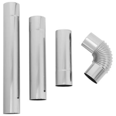 Imagem de Toddmomy Kit de tubos de fogão a pellets de 4 peças, tubo de fogão de aço inoxidável com cotovelo, tubo de combustão de chaminé de lareira para aquecimento doméstico