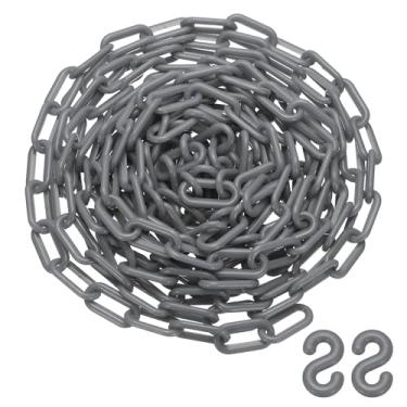 Imagem de PATIKIL Corrente de plástico de 6 metros, corrente de barreira de segurança, fivela de 2 x 3 cm, leve, à prova d'água, controle de multidão, fila, shows, estacionamento, bricolage, artesanato, cerca