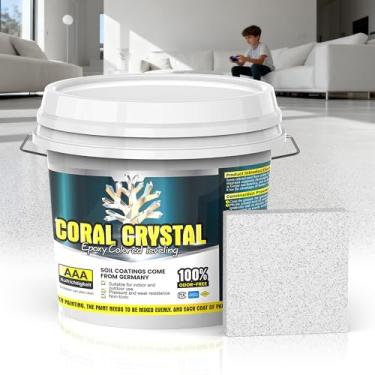 Imagem de Tinta de piso de areia colorida epóxi para concreto (105 Fl Oz), tinta de piso epóxi autonivelante - Fácil aplicação de despejar e enrolar para impermeabilizar e renovar garagem, varanda, porões