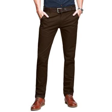 Imagem de Pantalones Casual Ajustados Cónicos Combínalos Marrón Oscuro Talla 34 