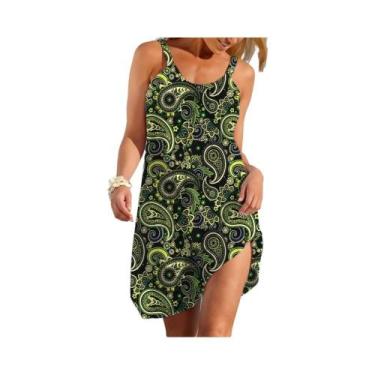 Imagem de Vestido Slip Étnico Boho Feminino Casual De Verão Saia Solta Para Uso 