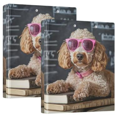 Imagem de Livros engraçados de copos Poodle de 3 cm, 3 argolas, 200 folhas, 3 pastas de anéis, fichário de escritório, 31,5 x 27 x 6 cm, pacote com 2