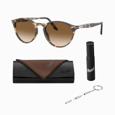 Imagem de Persol Óculos de sol redondos PO3092SM com kit oficial de óculos