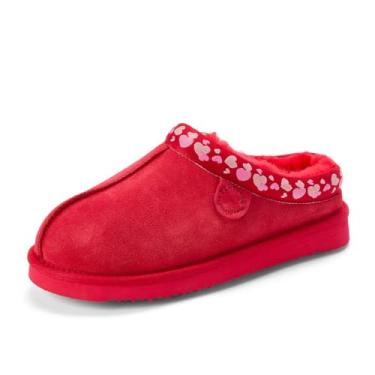 Imagem de Fireside by Dearfoams Pantufa feminina Greta genuína Shearling, tamanco de camurça 100% natural para uso externo e interno, Papoula, 37