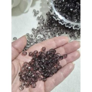 Imagem de Miçanga Acrílica Sextavada 6mm Colorida para Bijuteria e Artesanato – 200 Unidades (200 UNIDADES,CINZA - 300)