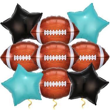 Imagem de Decorações de festa de futebol, balões de alumínio em forma de futebol para decoração de festa de aniversário de rúgbi com tema esportivo (azul preto)