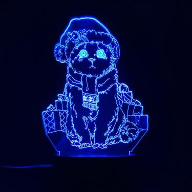 Imagem de Luz noturna LED 3D: mudança de cor de gatos de Natal para crianças