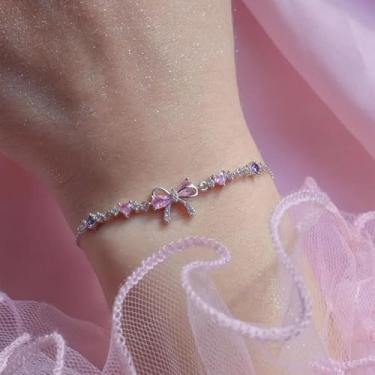 Imagem de Pulseiras com laço de coração de ouro para mulheres, melhor amiga, combinando, joias de amizade, presentes, Medium, Latão, Sem Pedra Preciosa