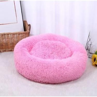 Imagem de Cama Pet Redonda Premium de Pelúcia Antiderrapante para Cães e Gatos – Aconchegante, Lavável e Confortável(ROSA,M)