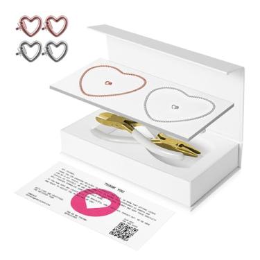 Imagem de HUGOMOVA Kit de pulseiras permanentes para casais – Conjunto de pulseiras Sterling Forever DIY com fecho de coração, presente ideal para Natal, aniversário, dia dos namorados e atividades noturnas