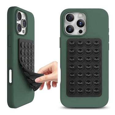 Imagem de Suporte de capa de telefone com sucção, acessório de telefone adesivo de silicone dupla face para iPhone e Android, suporte de telefone de chuveiro espelho mãos livres para selfies, vídeos Tiktok