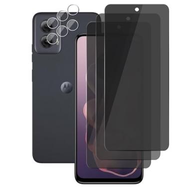 Imagem de UZWZW (3+3) Protetor de tela para Motorola Moto G Power 5G 2024 (pacote com 3) Película de vidro temperado privada antiespião e (3 unidades) Protetor de lente de câmera