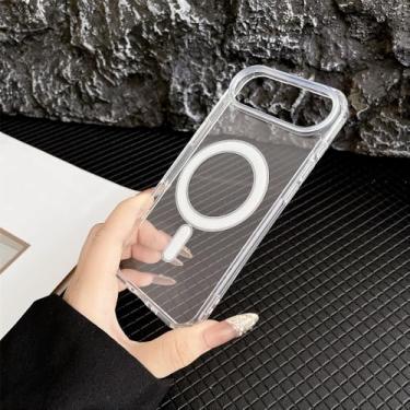 Imagem de Capa transparente magnética para iPhone 17 Pro Max, 17 Air, 16, 16 E, 15, 14, 13, 12 e 11. Capa de acrílico transparente para iPhone 14 Pro Max.