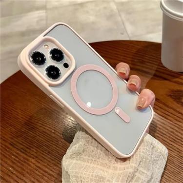 Imagem de Capa transparente fina para iPhone 16, 15, 14, 13, 12, 11 Pro Max com carregamento sem fio magnético, rosa, para iPhone 17 Air
