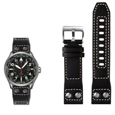 Imagem de FFHDJL Pulseira de couro genuíno para relógio Citizen BX1010-02E/11L Series Watch Band 22 mm preto marrom acessórios masculinos, 22mm, Acetato, Sem Pedra Preciosa