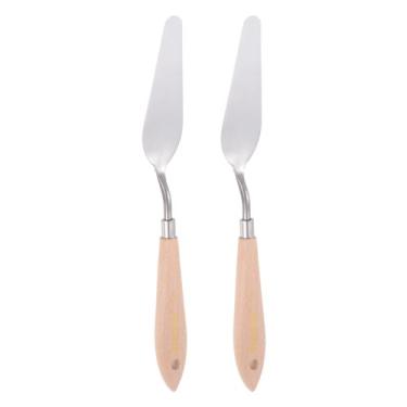 Imagem de Generic 2 peças de facas de paleta de pintura nº 16 espátula pontiaguda de aço inoxidável com cabo de madeira de faia para tinta acrílica a óleo, mistura de tela, espalhamento