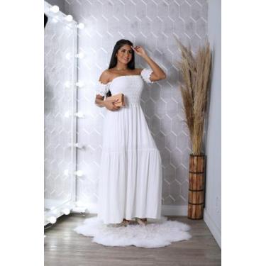 Imagem de Vestido longo cigana com elastex de tecido viscolinho - SP STORE, Off,