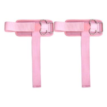 Imagem de oshhni Conjunto de 2 faixas de pulso para levantamento de peso com argolas duplas em D, equipamento de fitness para supino, barra fixa, musculação e, Rosa