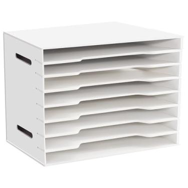 Imagem de Organizador de papel para mesa, armazenamento classificador de arquivos de papel de construção de 8 camadas, organizador de literatura de tamanho 20 x 15 maior, arquivo grande adequado para casa, sala
