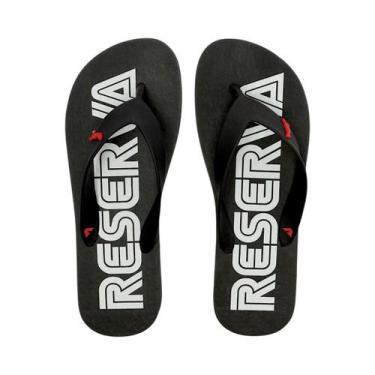 Imagem de Chinelo Reserva Contorno Masculino, 40, Preto, Branco