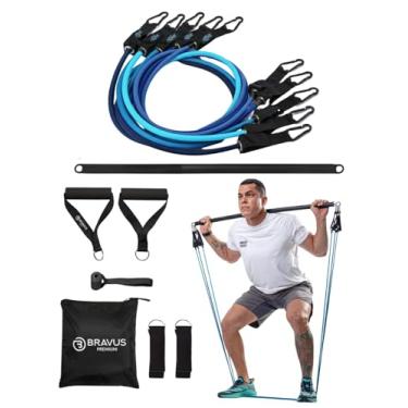 Imagem de Kit Tubing Premium Elástico Extensor com Barra de Exercícios Bravus Sport