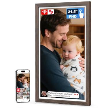 Imagem de Arktronic Frameo Porta-Retratos Digital Grande De 21,5 Polegadas Com Tela Sensível Ao Toque Fhd Ips, Porta-Retratos Digital Wifi De 32 Gb, Montável Em Parede, Compartilha Fotos/Vídeos Por Meio De A