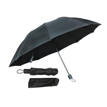 Imagem de kit 3 Guarda Chuva Preto Reforçado Contra Vento Cabe Na Bolsa Grande -