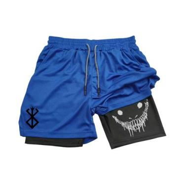 Imagem de Shorts Masculinos 2 Em 1 De Secagem Rápida Anime Berserk Para Corrida,