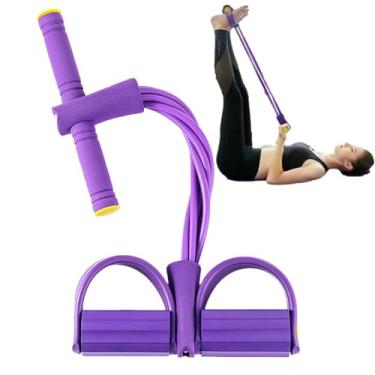 Imagem de Corda de tração de pedal – 6 faixas de exercícios fitness com alças, equipamento multifuncional de ginástica doméstica para alongamento, exercitador elástico para ombros, braços