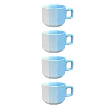 Imagem de Conjunto Com 04 Xícaras Empilháveis Para Café Chá 90ml Tom Pastel Em Degradê Sofisticado E Elegante(Azul)