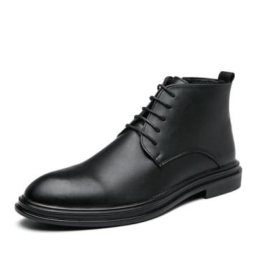 Imagem de Botas sociais masculinas com zíper lateral na moda, casual, cano médio, botas Chukka, Preto, 9