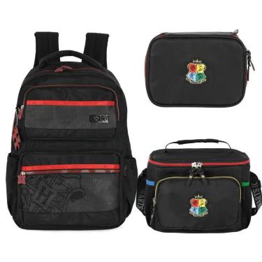 Imagem de Kit Mochila Escolar Lancheira Estojo Bolsa Harry Potter-Unissex